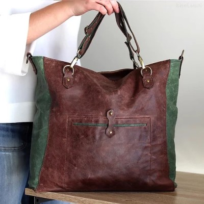 Gideon. Brown leather tote bag with detachable handles