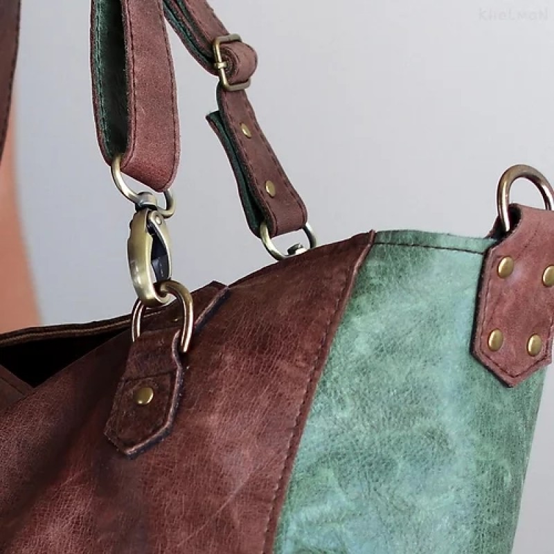 Gideon. Brown leather tote bag with detachable handles