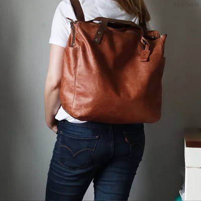 Phoenix. Copper leather convertible tote/backpack