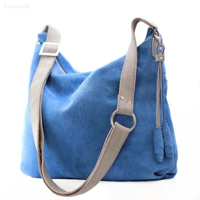 Soho. Frosty blue suede crossbody bag