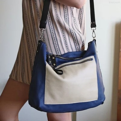 Solaris. Denim Blue leather crossbody bag